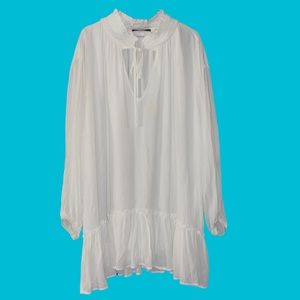 Kosmios white BOHO ruffle dress
